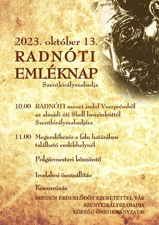 Radnóti emléknap Szentkirályszabadja borítóképe